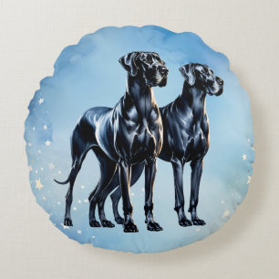 Great Danes Watercolor Rundes Kissen