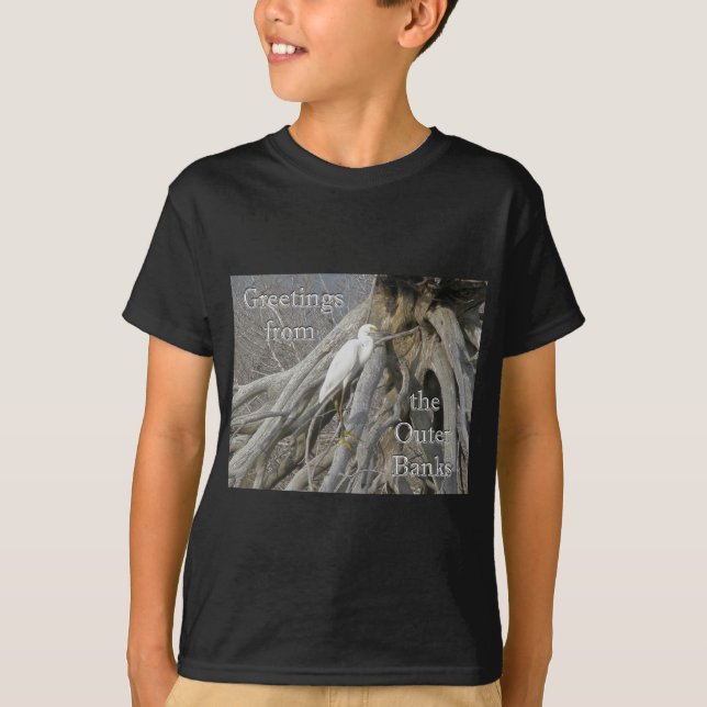 Great Egret (Ardea alba) OBX Außenbanken T-Shirt (Vorderseite)