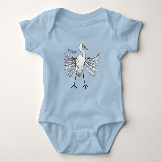 Great egret Cartoon Baby Strampler (Vorderseite)