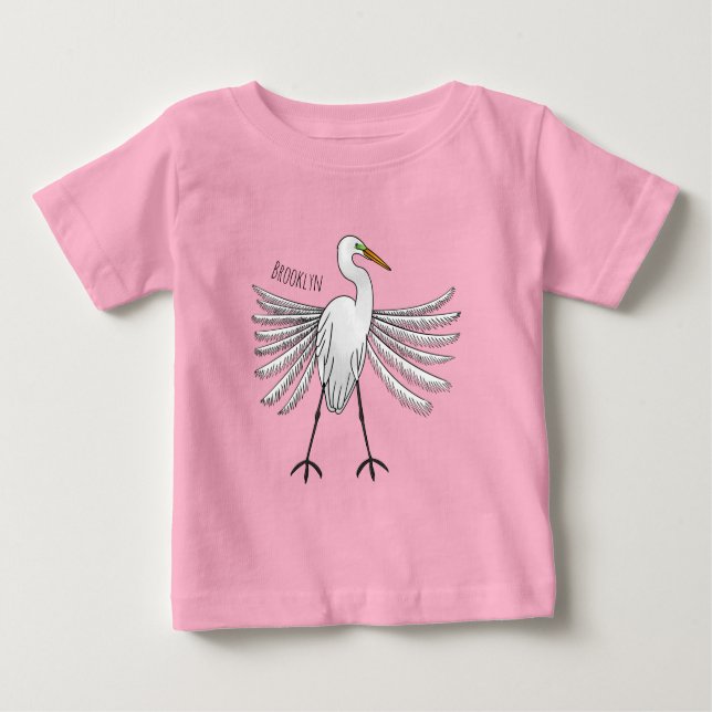 Great egret Cartoon Baby T-shirt (Vorderseite)