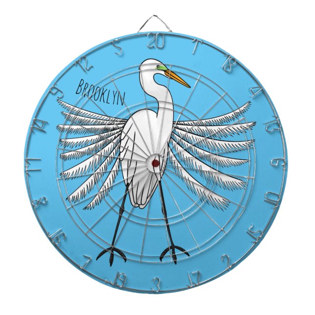 Great egret Cartoon Dartscheibe (vorne)