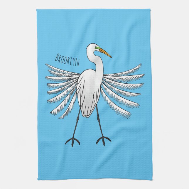 Great egret Cartoon Geschirrtuch (Vertikal)