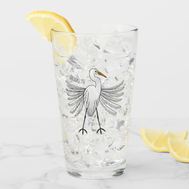 Great egret Cartoon Glas (Vorderseite Ice)