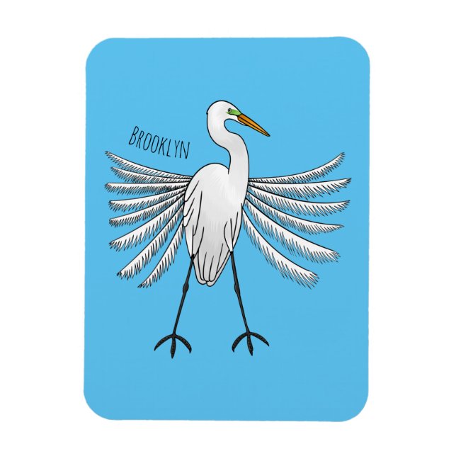 Great egret Cartoon Magnet (Vertikal)