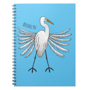 Great egret Cartoon Notizblock