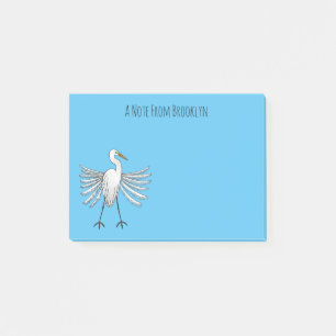 Great egret Cartoon Post-it Klebezettel