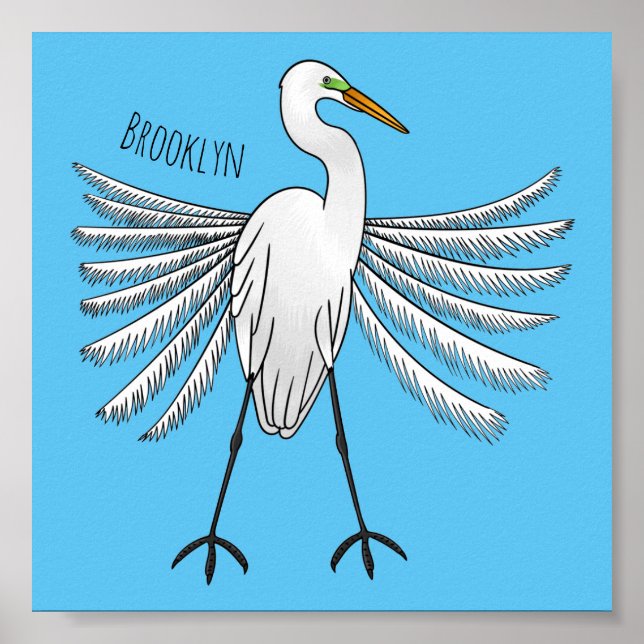 Great egret Cartoon Poster (Vorne)