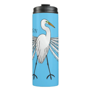 Great egret Cartoon Thermosbecher