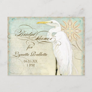 Great Egret Coastal Beach - Brautparty Postcard Einladungspostkarte