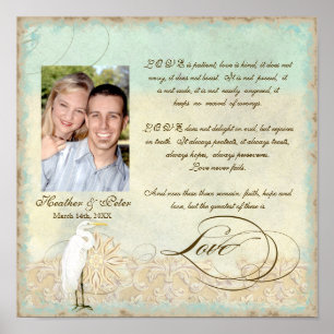 Great Egret Coastal Beach - Wedding Personalized Poster