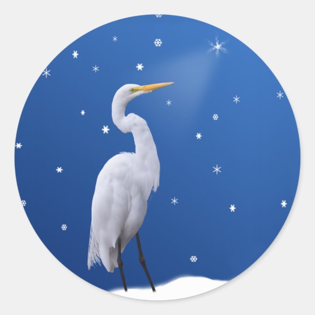 Great Egret Holiday Stickers (Vorderseite)