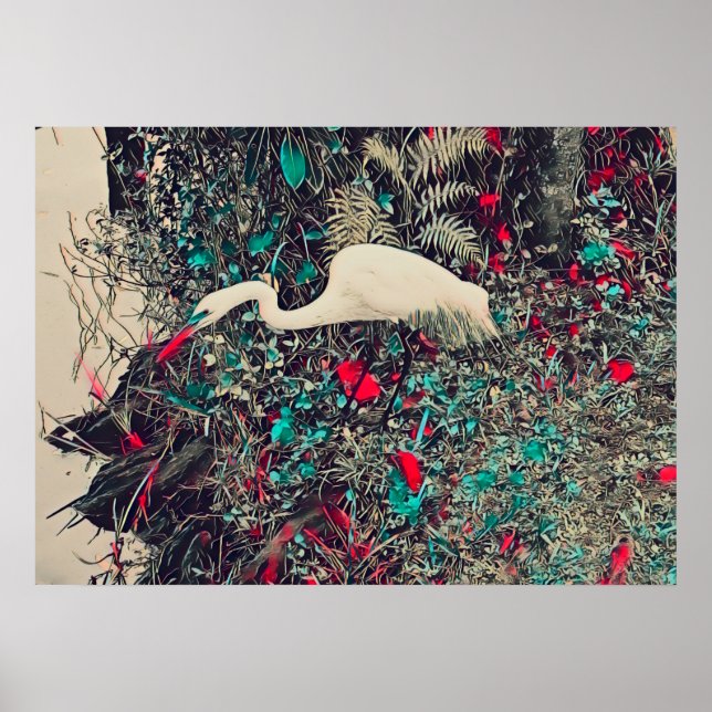 Great Egret Red Poster (Vorne)