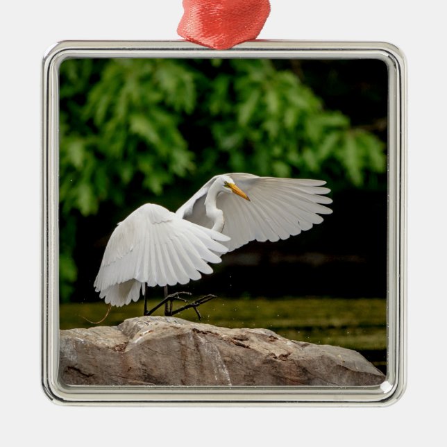 Great Egret Silbernes Ornament (Vorne)