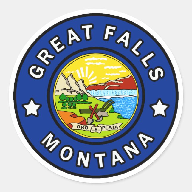 Great Falls Montana Runder Aufkleber (Vorderseite)