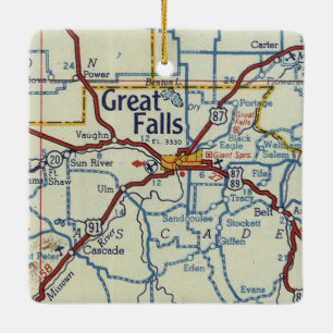 Great Falls MT Vintage Karte Keramikornament