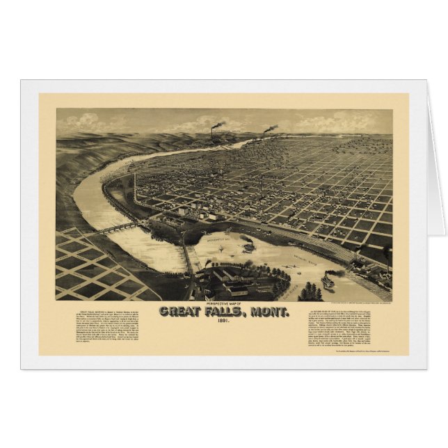Great Falls, panoramische Karte M.Ü.s - 1891 (Vorderseite (Horizontal))