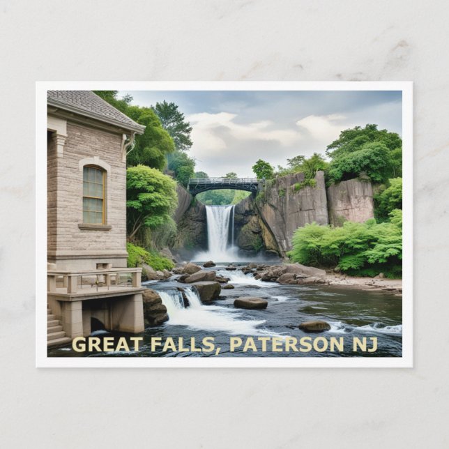 Great Falls, Paterson NJ Postkarte (Vorderseite)