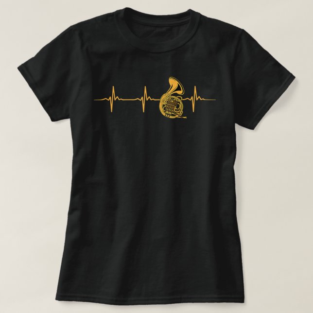 Great French Horn Heartbeat Geschenk Bugler3 T-Shirt (Design vorne)