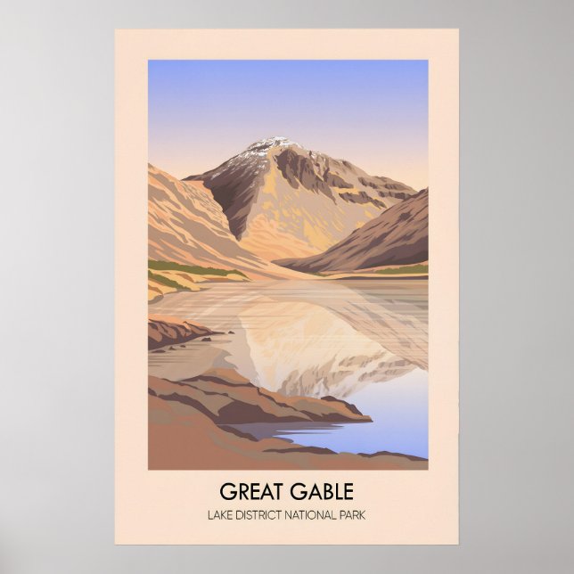 Great Gable Mountain Lake District Travel Poster (Vorne)