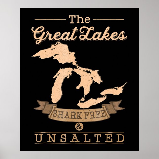 Great Gakes Shark Free, ungesalzen Michigan Gesche Poster (Vorne)