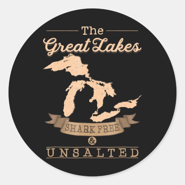 Great Gakes Shark Free, ungesalzen Michigan Gesche Runder Aufkleber (Vorderseite)