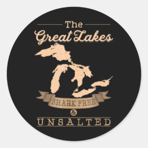Great Gakes Shark Free, ungesalzen Michigan Gesche Runder Aufkleber