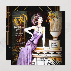Great Gatsby Art Deco 60. Geburtstagsparty Einladung