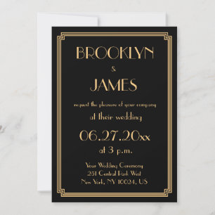 Great Gatsby Art Deco Black Wedding Einladungen