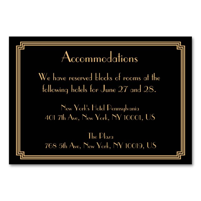 Great Gatsby Art Deco Black Wedding Unterkunft Tischnummer (Vorderseite)