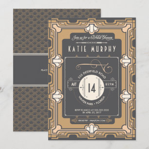 Great Gatsby Art Deco Brautparty Einladung