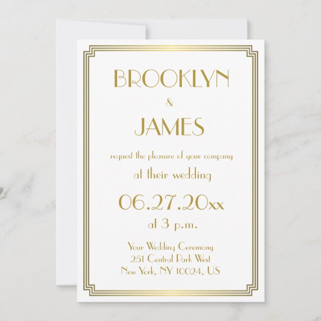 Great Gatsby Art Deco Einladungen für Hochzeiten (Vorderseite)