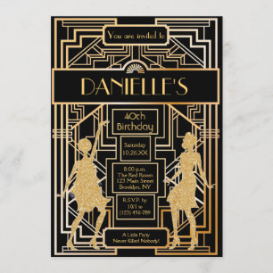 Great Gatsby  Art Deco Geburtstag Einladung