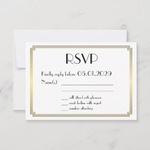 Great Gatsby Art Deco Gold Hochzeit RSVP Karte