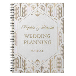Great Gatsby Art Deco Gold White Wedding Planer Notizblock