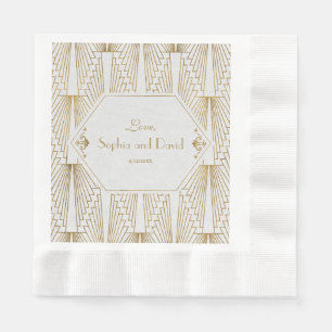 Great Gatsby Art Deco Gold White Wedding Serviette