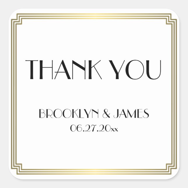 Great Gatsby Art Deco Gold White Wedding Stickers (Vorderseite)