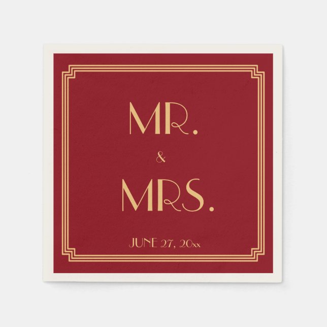 Great Gatsby Art Deco Red Wedding Napkins Serviette (Vorderseite)