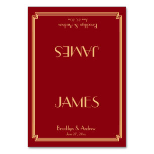Great Gatsby Art Deco Red Wedding Platzkarten Tischnummer