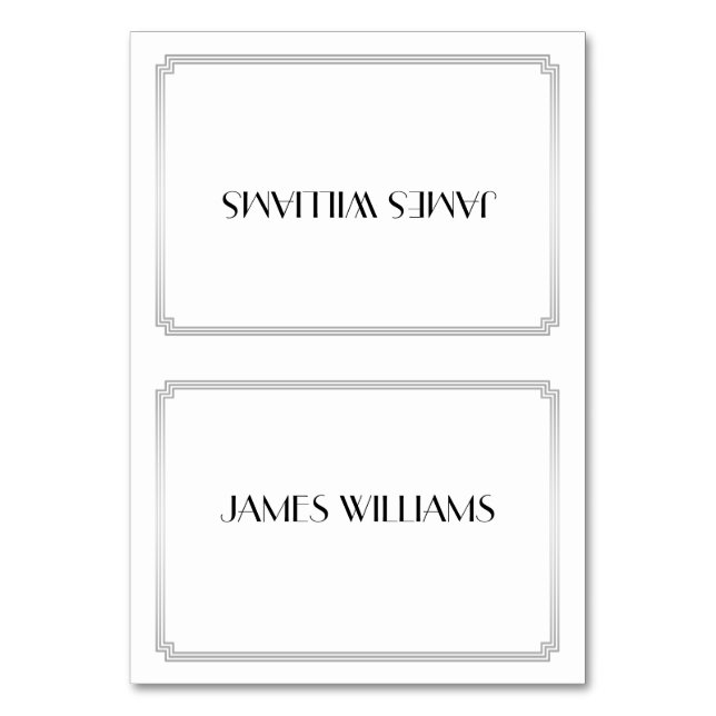 Great Gatsby Art Deco Silver Place Setzen Sie Kart Tischnummer (Vorderseite)