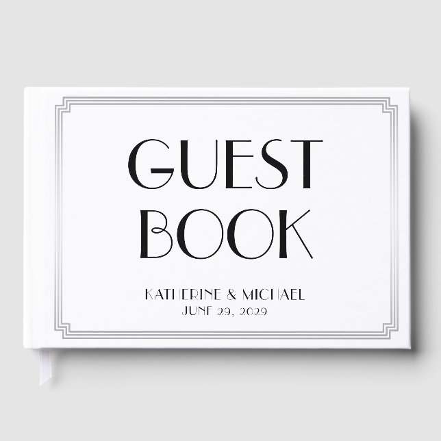 Great Gatsby Art Deco Silver Wedding Guest Book Gästebuch (Vorderseite)