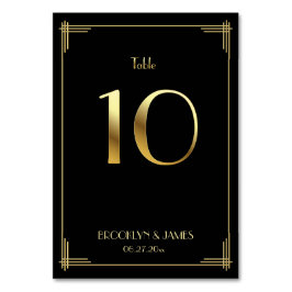 Great Gatsby Art Deco Tischnummer 10 Gold Black