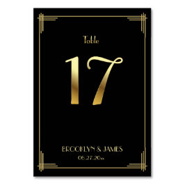 Great Gatsby Art Deco Tischnummer 17 Gold Black