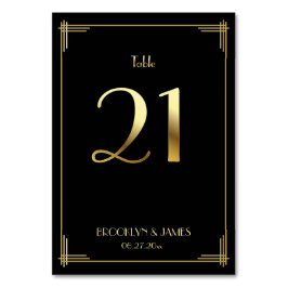 Great Gatsby Art Deco Tischnummer 21 Gold Black