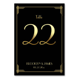 Great Gatsby Art Deco Tischnummer 22 Gold Black