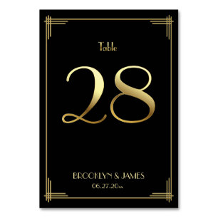 Great Gatsby Art Deco Tischnummer 28 Gold Black