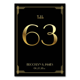 Great Gatsby Art Deco Tischnummer 63 Gold Black