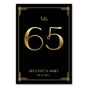 Great Gatsby Art Deco Tischnummer 65 Gold Black