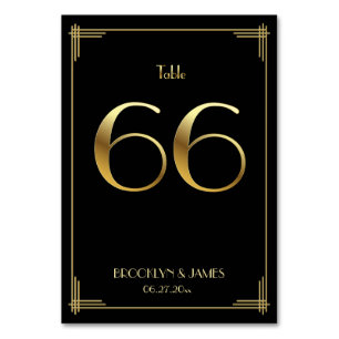 Great Gatsby Art Deco Tischnummer 66 Gold Black
