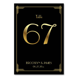 Great Gatsby Art Deco Tischnummer 67 Gold Black