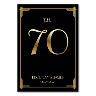 Great Gatsby Art Deco Tischnummer 70 Gold Black
